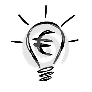 Light Bulb Lamp with Euro currency symbol