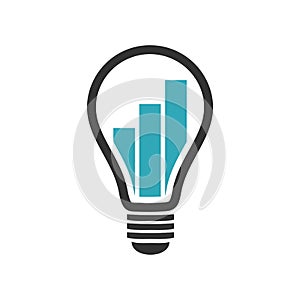 Light Bulb Lamp Graph Chart Bar Logo Template Illustration Design. Vector EPS 10