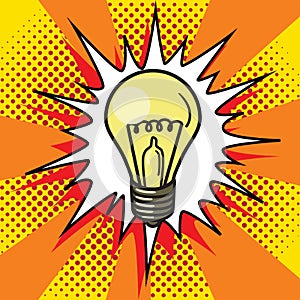 Light bulb lamp pop art style vector