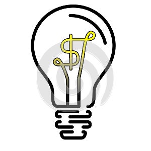 Light Bulb Lamp with US Dollar currency symbol