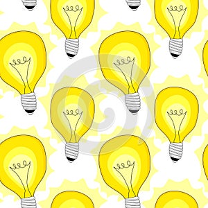 Light Bulb Lamps seamless pattern background