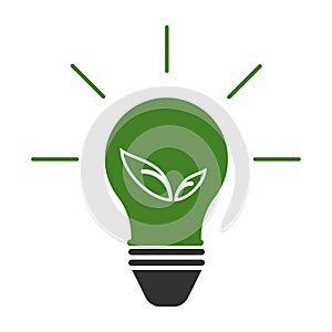 Light bulb with leaf green icon. Eco energy symbol. Sign ecology lamp vector