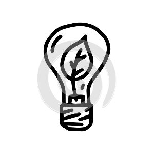 light bulb with leaf line vector doodle simple icon