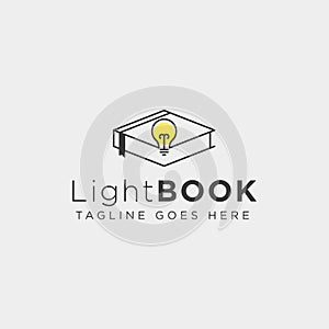 Light bulb learning line logo template vector illustration icon element isolated