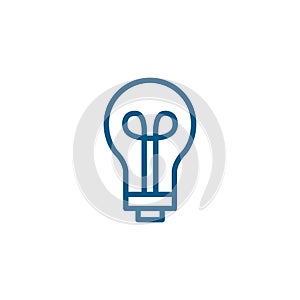 Light Bulb Line Blue Icon On White Background. Blue Flat Style Vector Illustration