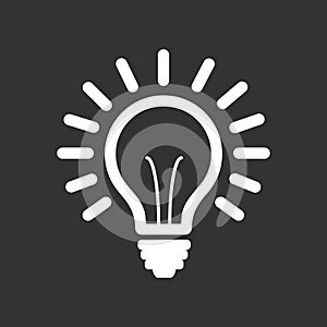 Light bulb line icon vector, isolated on black background. Idea