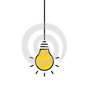 Light Bulb line icon vector, isolated on white background. Idea sign, solution, thinking concept. Lighting Electric lamp.
