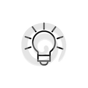 Light Bulb line icon vector, isolated on white background. Idea sign, solution, thinking concept. Lighting Electric lamp