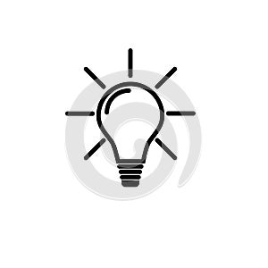 Light Bulb line icon vector, isolated on white background. Idea sign, solution, thinking concept. Lighting Electric lamp