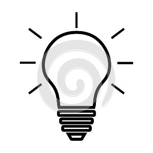 Light Bulb line icon vector isolated on white background. Idea sign, solution, thinking concept. Lighting Electric lamp.