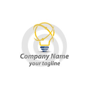 light bulb logo with a line as a connection or connected sign