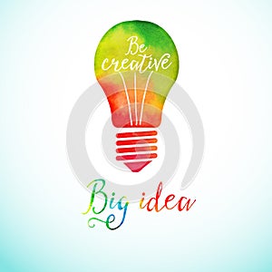 Light bulb made of watercolor, lightbulb and