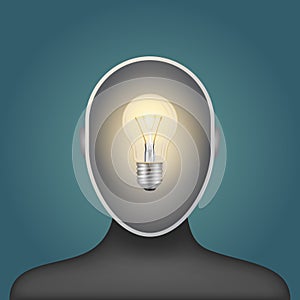 Light bulb in a man head