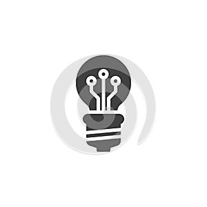 Light bulb with network connection vector icon
