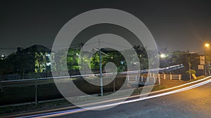 Light Bulb at night in roadway