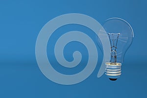 Light bulb off conserving energy 3D illustration with a light blue background