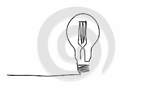 Light bulb one line drawing animation. Video clip with alpha channel.