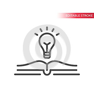 Light bulb and open book vector icon. Lightbulb, knowledge, education concept.