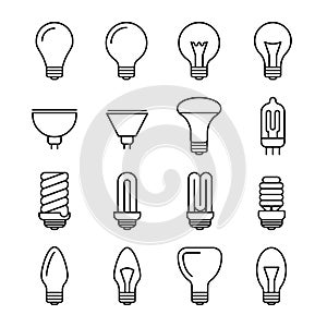 Light bulb outline vector icons