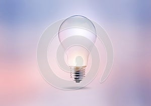 Light bulb on a pastel color tone background