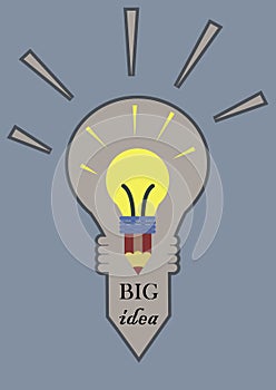 Light bulb and pencil the big idea concept