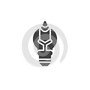 Light bulb with pencil inside vector icon