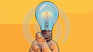 Light Bulb and Pencil Vector Icon Cartoon