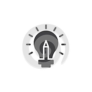 Light bulb with pencil vector icon