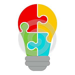 Light bulb with a piece of puzzle autism awareness day icon vector illustration