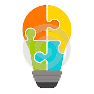 Light bulb with a piece of puzzle autism awareness day icon vector illustration