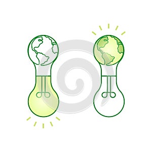 Light bulb with planet earth inside