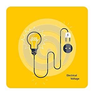 Light bulb with plug on cord - icon, electricity and voltage