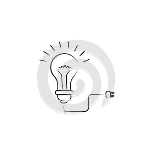 light bulb and plug icon. Element of idea icon for mobile concept and web apps. Sketch style light bulb and plug icon can be used