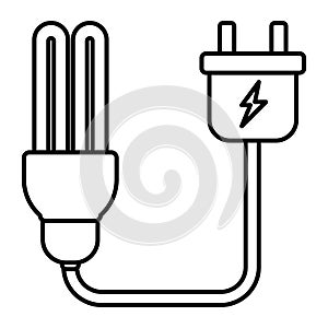 light bulb with plug outline illustration on white background doodle