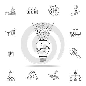 light bulb puzzle, idea ligh logo icon. Detailed set of team work outline icons. Premium quality graphic design icon. One of the c