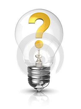 Light bulb with question mark