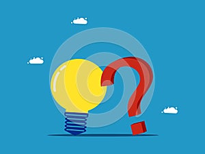 Light bulb and question mark. business people solve problems by knowledge