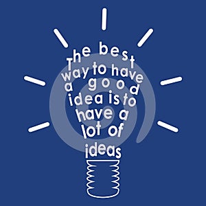 Light bulb with a quote. Vector