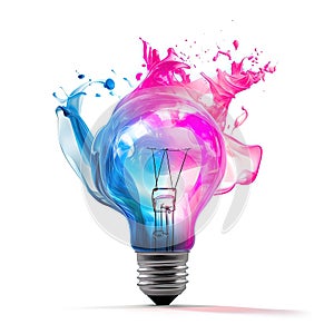 Light Bulb Radiating Colorful Illumination in a Creative Display