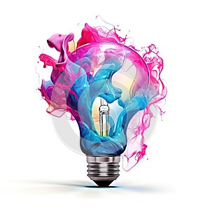 Light Bulb Radiating Colorful Illumination in a Creative Display