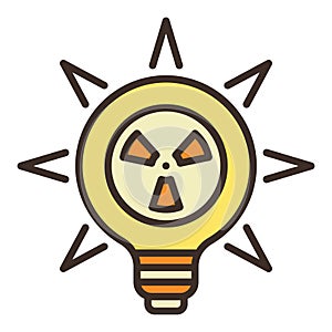 Light Bulb with Radiation sign vector colored icon or sign