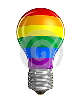 Light bulb with Rainbow Gay Pride Flag