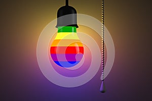 Light bulb rainbow style. Rope switch. LGBT symbols