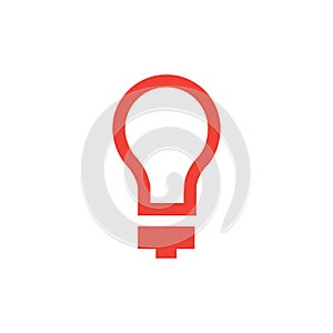 Light Bulb Red Icon On White Background. Red Flat Style Vector Illustration