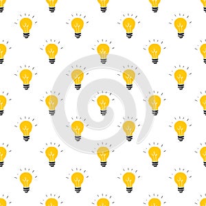 Light bulb Seamless Pattern hand drawn. Vector Illustration