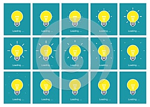 Light bulb shining animation sprite sheet flat