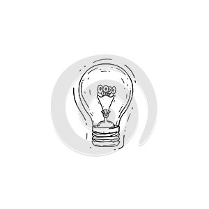 Light bulb sketch icon isolated on white background