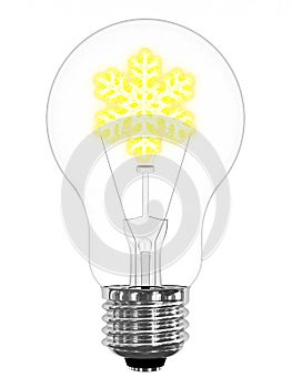 Light bulb with snowflake inside