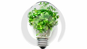 Light Bulb with soil and green plant sprout inside.