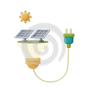 Light bulb with solar panels and power plug,Alternative source of electricity,Happy earth day,World environment day,Eco friendly,